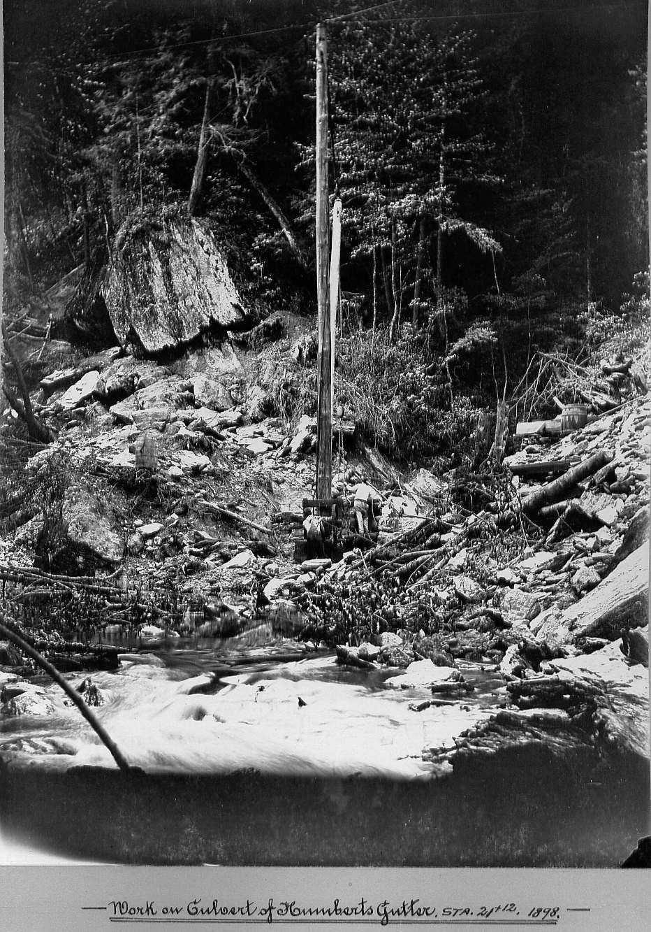 Two men working on culvert